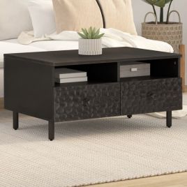 Coffee Table Black 80x54x40 cm Solid Wood Mango