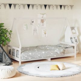 Kids Bed Frame White 90x200cm Solid Wood Pine