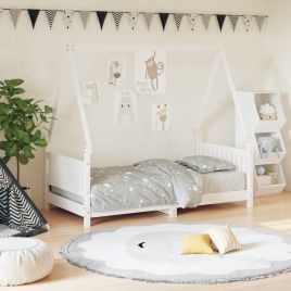 Kids Bed Frame White 80x160cm Solid Wood Pine
