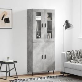 Highboard Concrete Grey 69.5x34x180 cm Engineered Wood