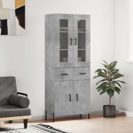 Highboard Concrete Grey 69.5x34x180 cm Engineered Wood