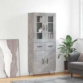 Highboard Concrete Grey 69.5x34x180 cm Engineered Wood
