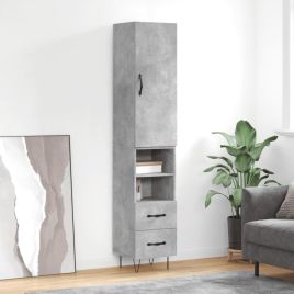 Highboard Concrete Grey 34.5x34x180 cm Engineered Wood