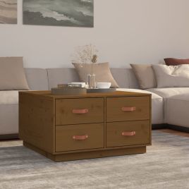 Coffee Table Honey Brown 80x80x45 cm Solid Wood Pine