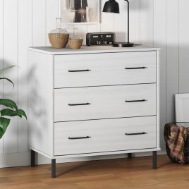 OMAHA White Chest of Drawers - Medium-sized, 3 Drawers