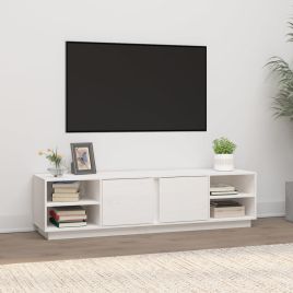 TV Cabinet White 156x40x40 cm Solid Wood Pine