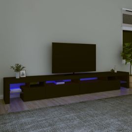 TV Cabinet with LED Lights Black 290x36.5x40cm
