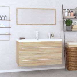3 Piece Bathroom Furniture Set Sonoma Oak