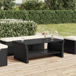 Coffee Table Black 100x50x40 cm Poly Rattan