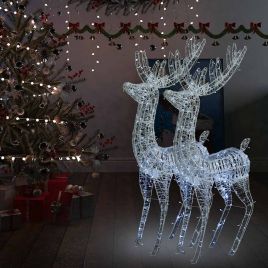 KRYSTA XXL Acrylic Christmas Reindeers 250 LED 2 pcs 180 cm Cold white