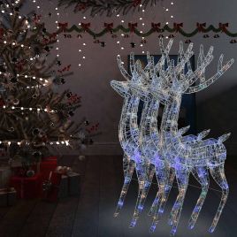 KRYSTA XXL Acrylic Christmas Reindeers 250 LED 3 pcs 180 cm Multicolour