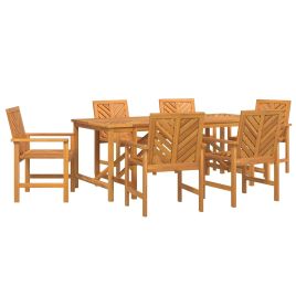 LAOBRO Garden Dining Set 7 pcs Solid Acacia Wood - Brown