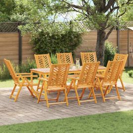 LAOBRO Garden Dining Set 9 pcs Solid Acacia Wood - Brown