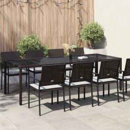 FRVBRO Garden Dining Table 250x100x75 cm Poly Rattan - Brown