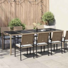 FRVBRO Garden Dining Table 250x100x75 cm Poly Rattan - Beige