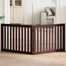 Dog Gate Foldable 2 Panels Brown 160 cm Poplar Wood - vid-352264