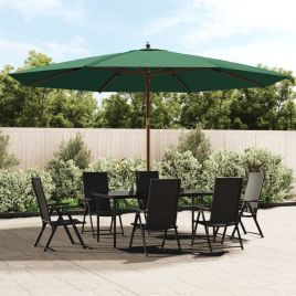 Garden Parasol with Wooden Pole Green 400x273 cm