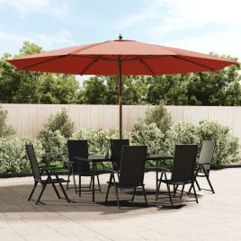 Garden Parasol with Wooden Pole Terracotta 400x273 cm