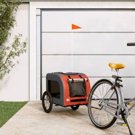 Dog Bike Trailer Orange and Grey Oxford Fabric and Iron