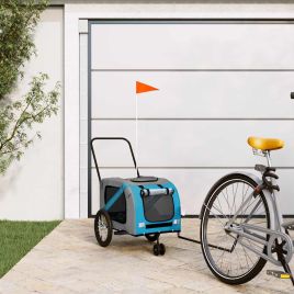 Pet Bike Trailer Blue and Grey Oxford Fabric and Iron