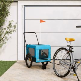 Pet Bike Trailer Blue and Black Oxford Fabric and Iron - vid-93939