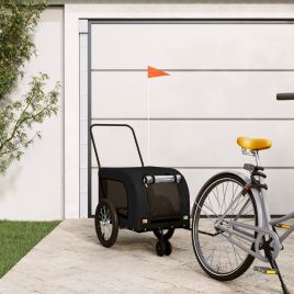 Pet Bike Trailer Black Oxford Fabric and Iron