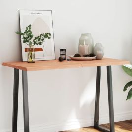 Table Top Light Brown 120x60x4 cm Treated Solid Wood Oak Live Edge