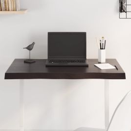 Table Top Dark Grey 80x50x4 cm Treated Solid Wood Oak Live Edge