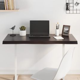 Table Top Dark Grey 100x60x4 cm Treated Solid Wood Oak Live Edge