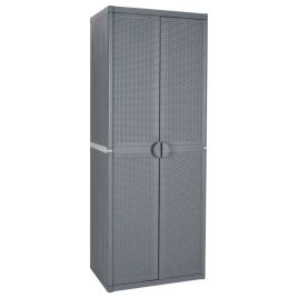 Garden Storage Cabinet Grey 65x45x172 cm PP Rattan