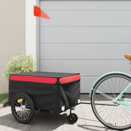 Bike Trailer Black and Red 45 kg Iron - vid-94104