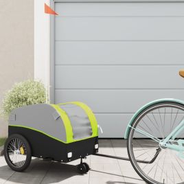 Bike Trailer Black and Green 30 kg Iron - vid-94144