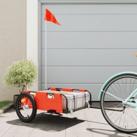 Cargo Bike Trailer Orange Oxford Fabric and Iron