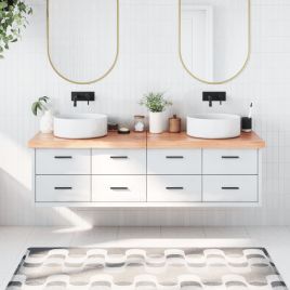 Bathroom Countertop Light Brown 180x50x6cm Treated Solid Wood