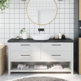 Bathroom Countertop Dark Brown 160x40x2-6cm Treated Solid Wood