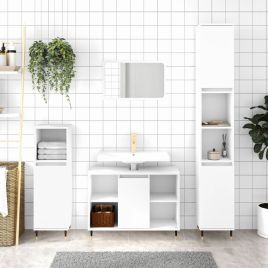 Bathroom Cabinet White 80x33x60 cm Engineered Wood