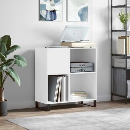 Record Cabinet White 84.5x38x89 cm Engineered Wood