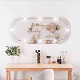 Wall Mirror with LED Lights 45x100cm Glass Oval
