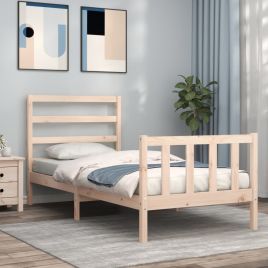 Bed Frame with Headboard 90x200 cm Solid Wood