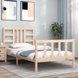 Bed Frame with Headboard 90x200 cm Solid Wood