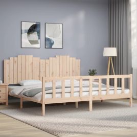 Bed Frame with Headboard 200x200 cm Solid Wood