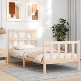 Bed Frame with Headboard Small Single Solid Wood