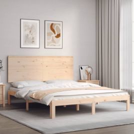 Bed Frame with Headboard 160x200 cm Solid Wood