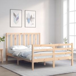 Bed Frame with Headboard 140x190 cm Solid Wood
