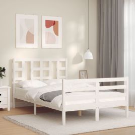 Bed Frame with Headboard White 120x200 cm Solid Wood