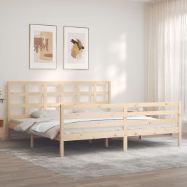 Bed Frame with Headboard 200x200 cm Solid Wood