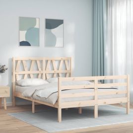 Bed Frame with Headboard 120x200 cm Solid Wood