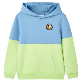 Kids' Hooded Sweatshirt Blue and Soft Yellow 104