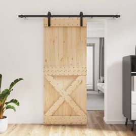 Sliding Door with Hardware Set 85x210cm Solid Wood Pine