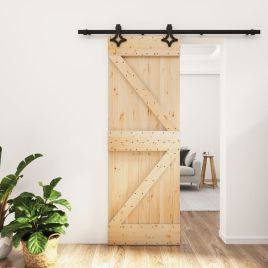 Sliding Door with Hardware Set 70x210cm Solid Wood Pine